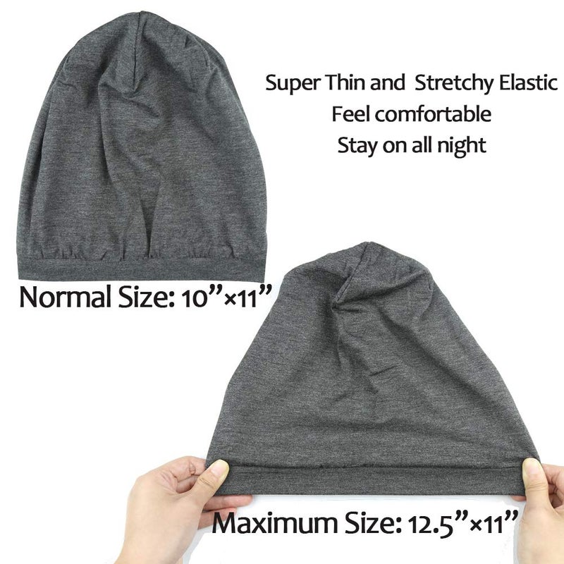 Alnorm Soft Stretchy Sleep Cap Unisex Skull Cap Chemo Hat for Cancer Patients Dark Grey - Image 3